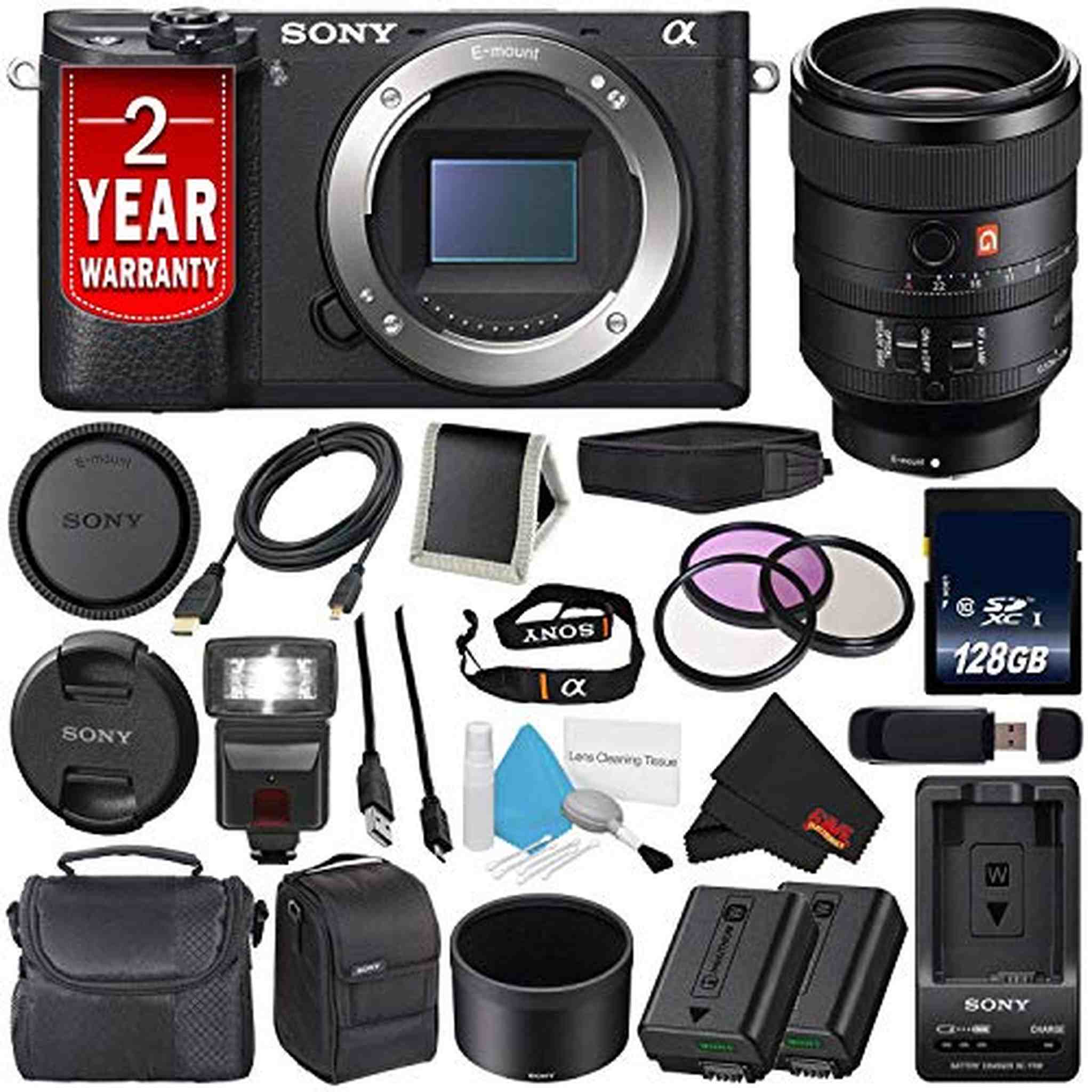 Sony Alpha a6300 Mirrorless Digital Camera International Model FE 100mm f/2.8 STF GM OSS Lens + 72mm 3 Piece Filter Ki