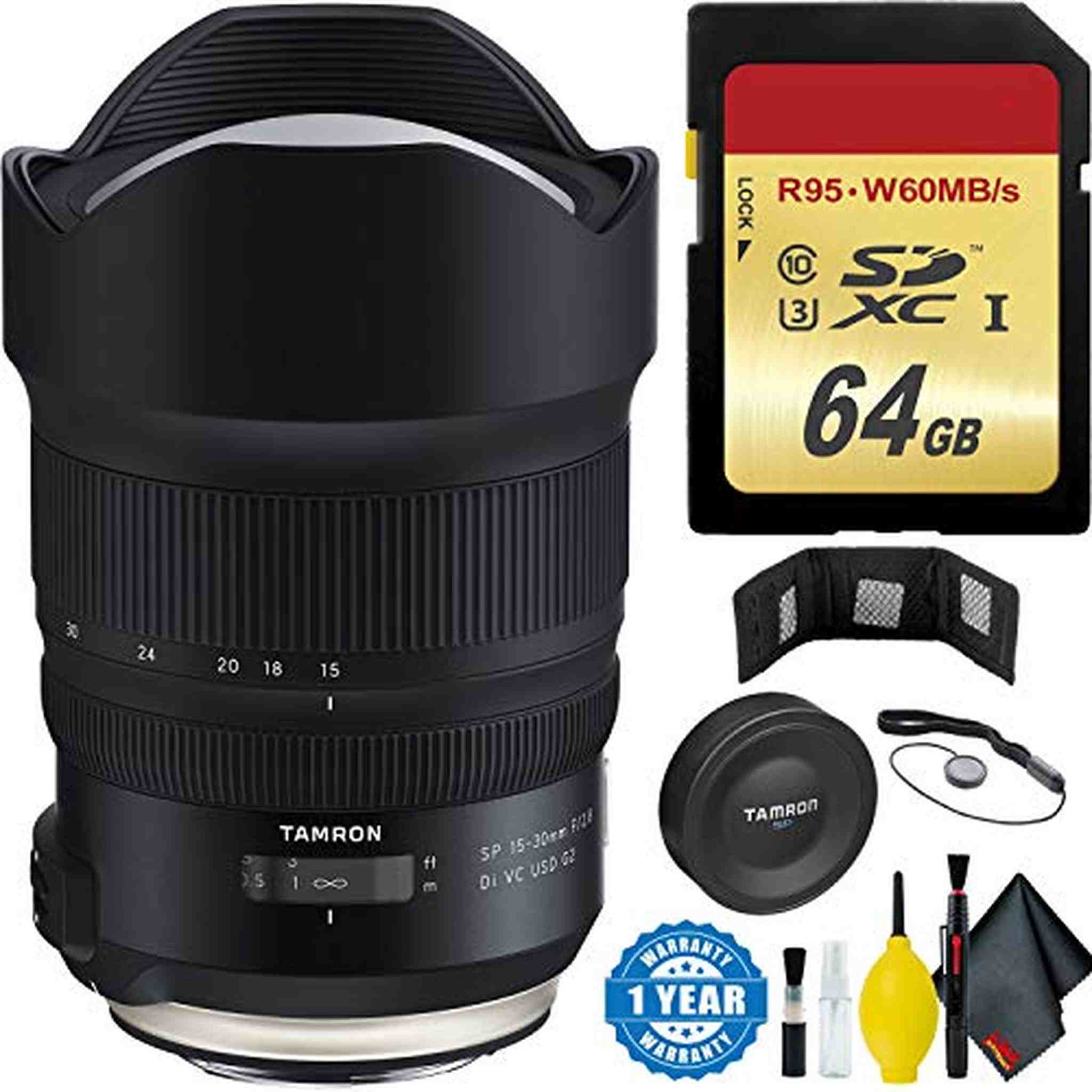 Tamron SP 15-30mm f/2.8 Di VC USD G2 Lens for Nikon F + Memory Card + Accessories Kit International Version Bundle