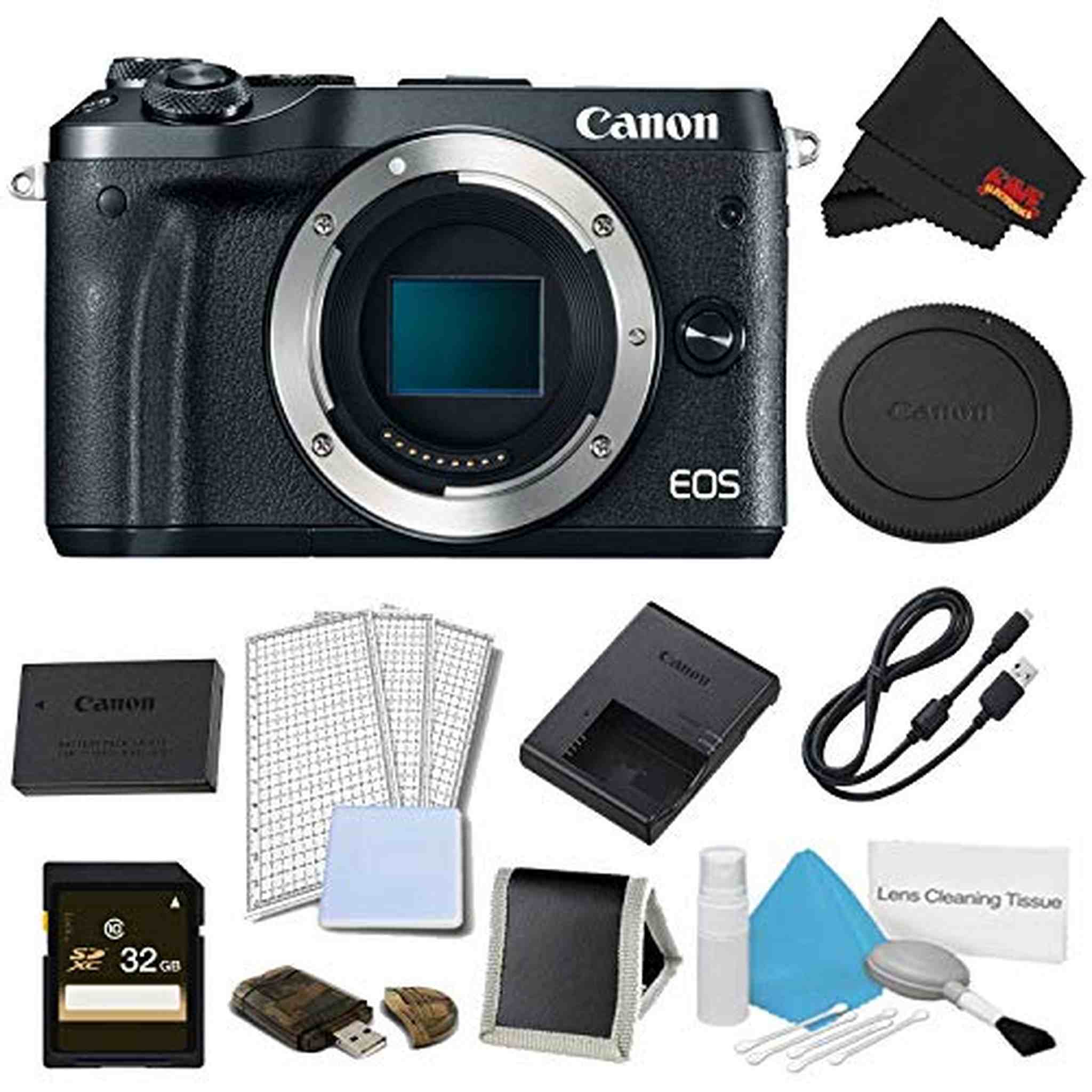 Canon EOS M6 Mirrorless Digital Camera Body Only Black Advanced Bundle - International Model Canon