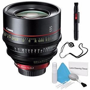 Canon CN-E 135mm T2.2 L F Cinema Prime Lens EF Mount International Model + Deluxe Cleaning Kit + Lens Cap Keeper Pro Bundle