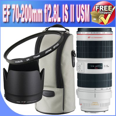 Canon EF 70-200mm f/2.8L II is USM Telephoto Zoom Lens + 77mm 3 Piece Professional Filter Kit + Lens Case!!