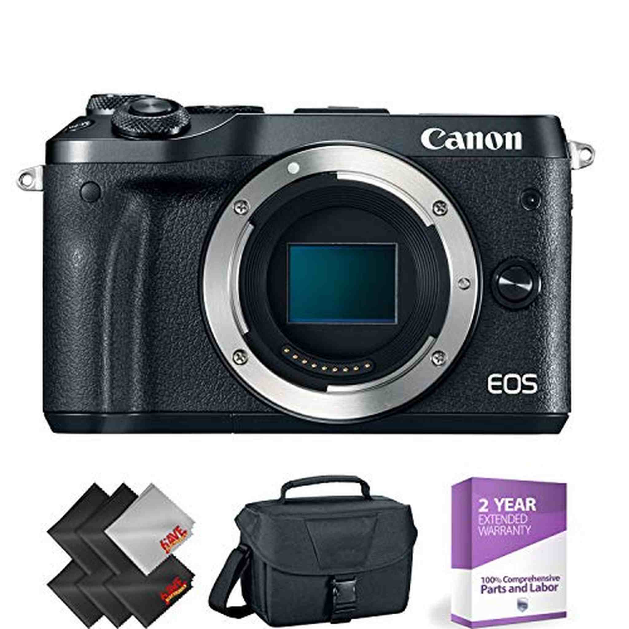 Canon EOS M6 Mirrorless Digital Camera Body Only, Black + 1 Year Warranty Canon