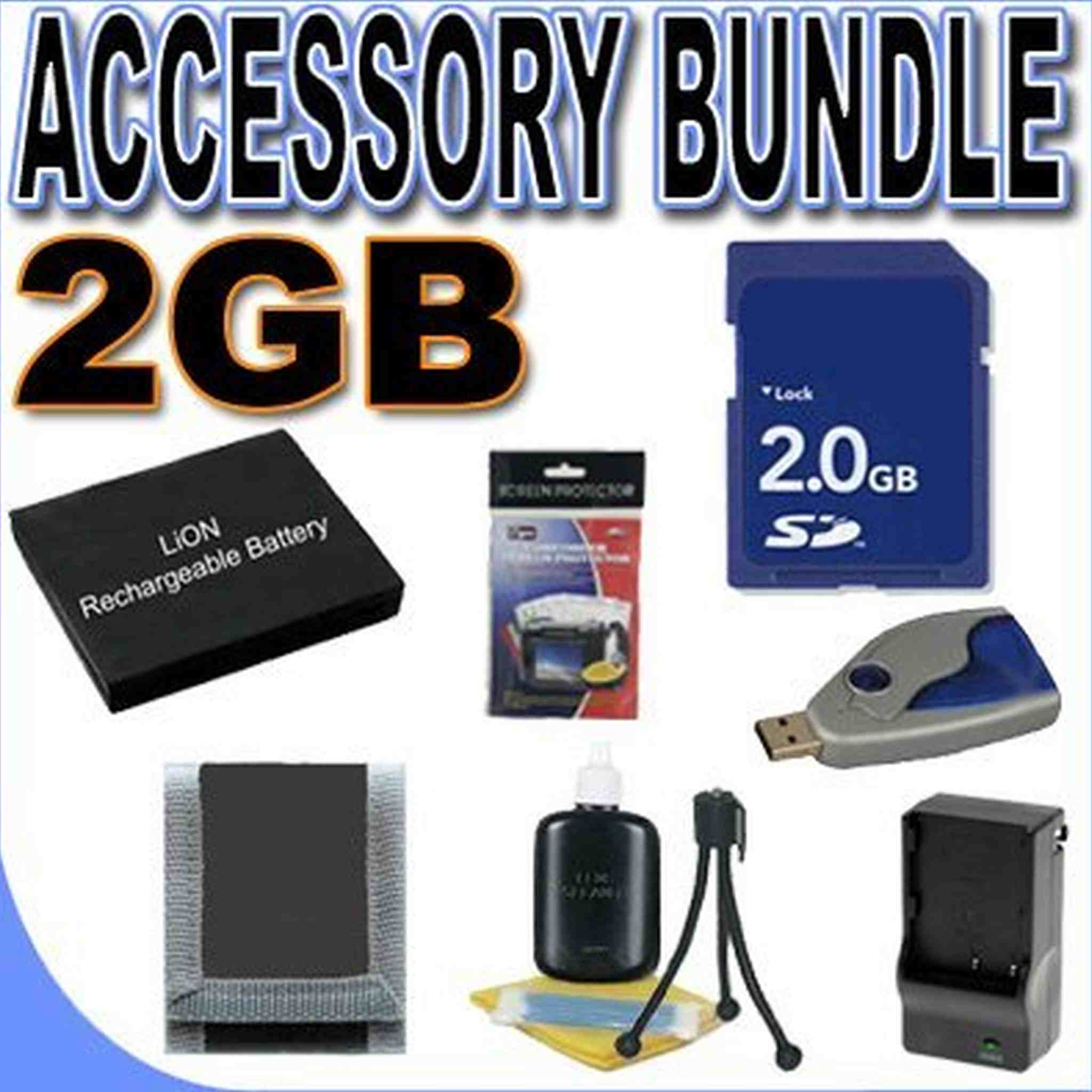 BigVALUEInc Saver Accessory Bundle - Replacement Lithium Ion Battery for Pentax Optio W60 and M50 PLUS 2GB SDHC Secure Digital Memory Card - + MORE!