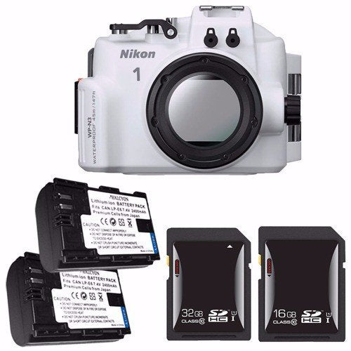 Nikon WP-N3 Waterproof Housing for Nikon 1 J4 or S2 Camera and NIKKOR 11-27.5mm or 10-30mm Lens + EN-EL22 Battery + 16GB SDHC Card + 32GB SDHC Card