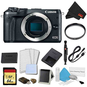 Canon EOS M6 Mirrorless Digital Camera Body Only Black Plus Bundle - International Model Canon