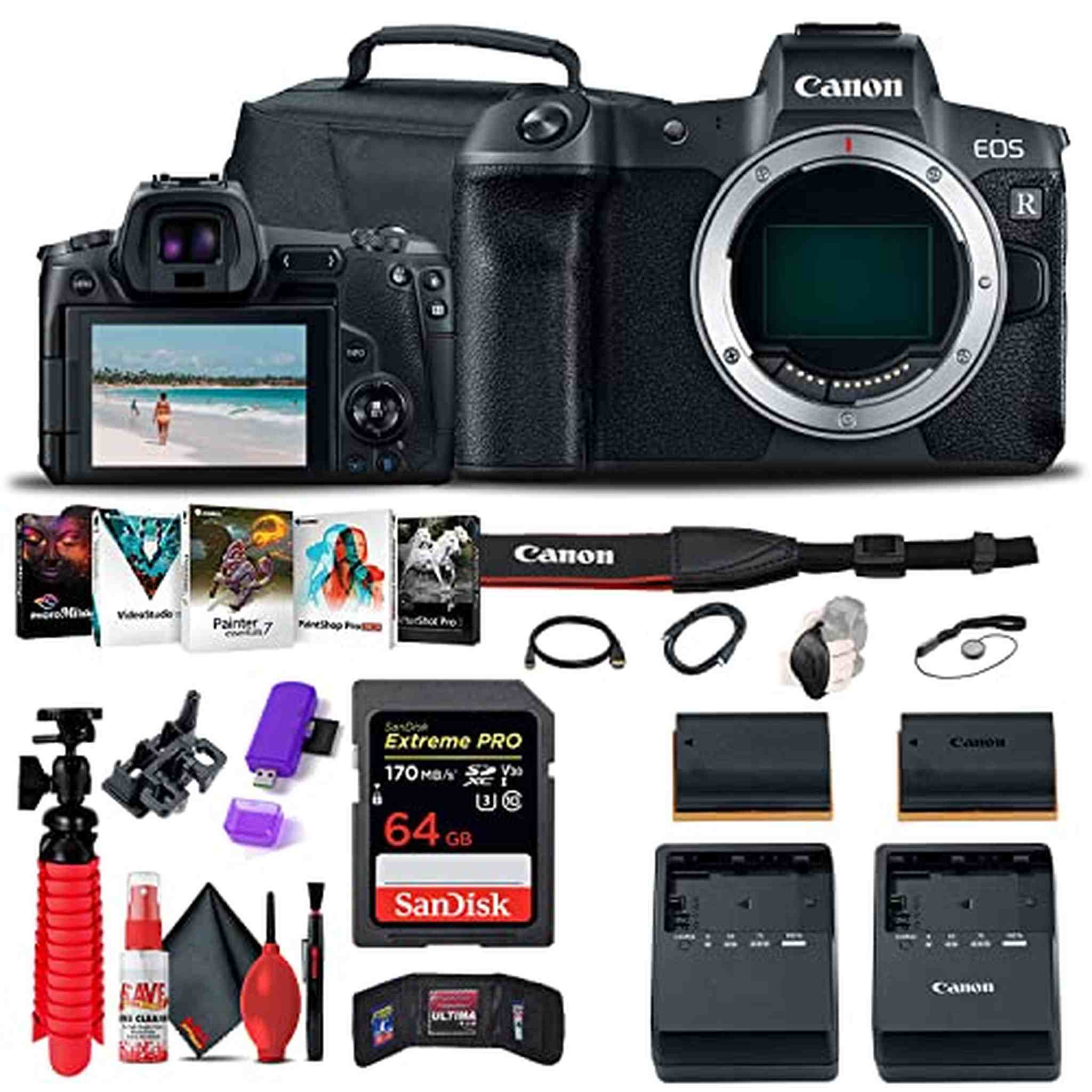 Canon EOS R Mirrorless Digital Camera (3075C002) + 64GB Memory Card + More