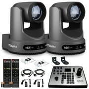 2 x PTZOptics Move 4K PTZ Camera with 20x Zoom Gray PT20X-4K-GY-G3 + PT-JOY-G4 Controller + 2 x Wall Mount
