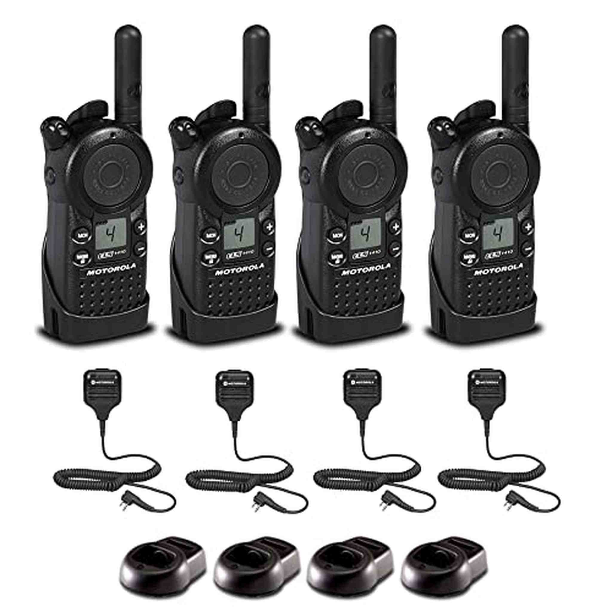 4 x Motorola CLS1410 UHF 1 W 4-Channel 2-Way Radio - 4 Pack With Mic Bundle Motorola Solutions