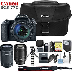 Canon EOS 77D Digital SLR Camera with 18-135mm & 55-250mm Lenses and Basic Kit International Model Canon