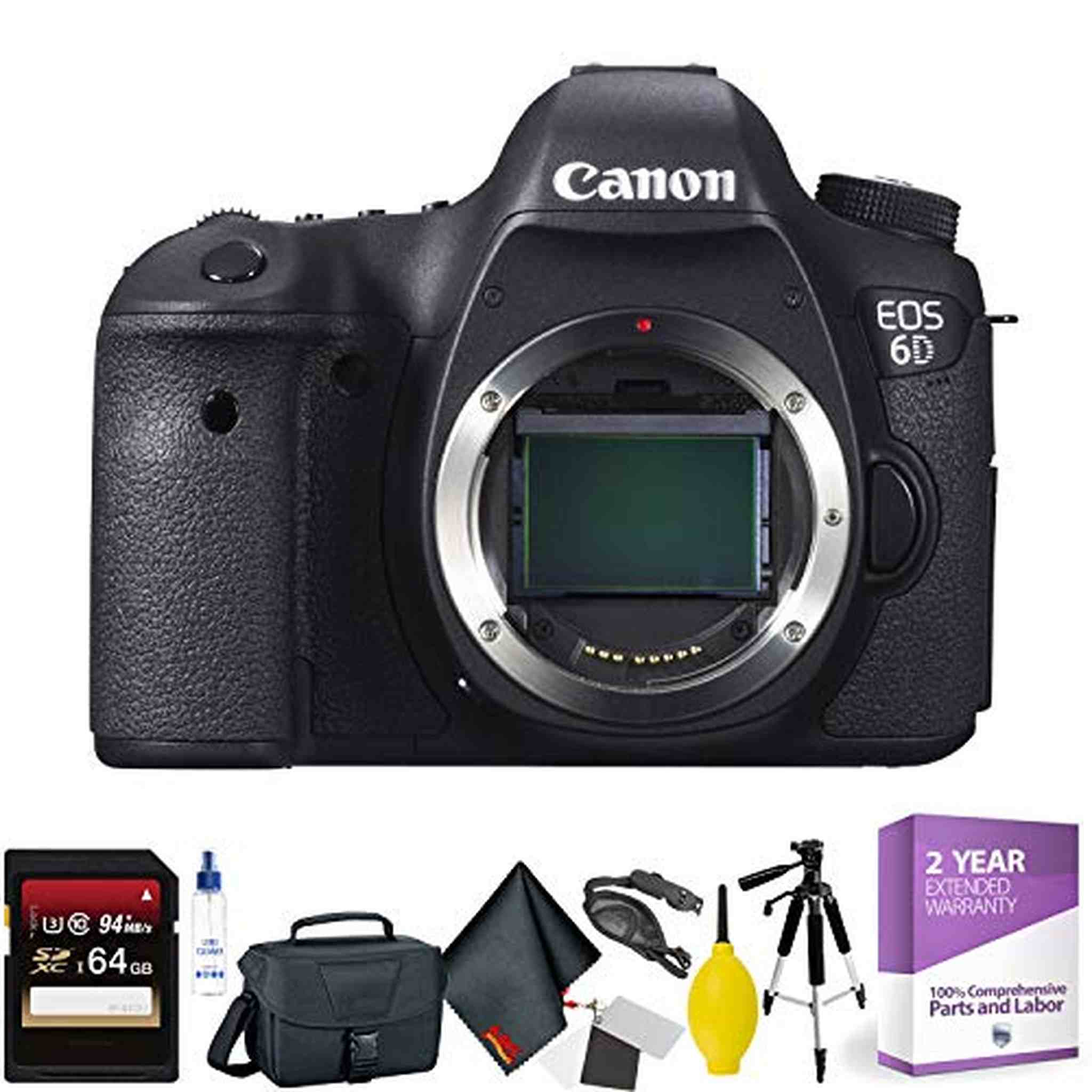 Canon EOS 6D DSLR Camera Body Only - Open Box + 64GB Memory Card + Mega Accessory Kit + 1 Year Warranty Canon