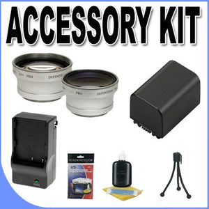 FH100 Lithium Ion Replacement Battery/Charger BigVALUEInc Accessory Saver 37mm Lens Bundle f/ Sony Camcorders