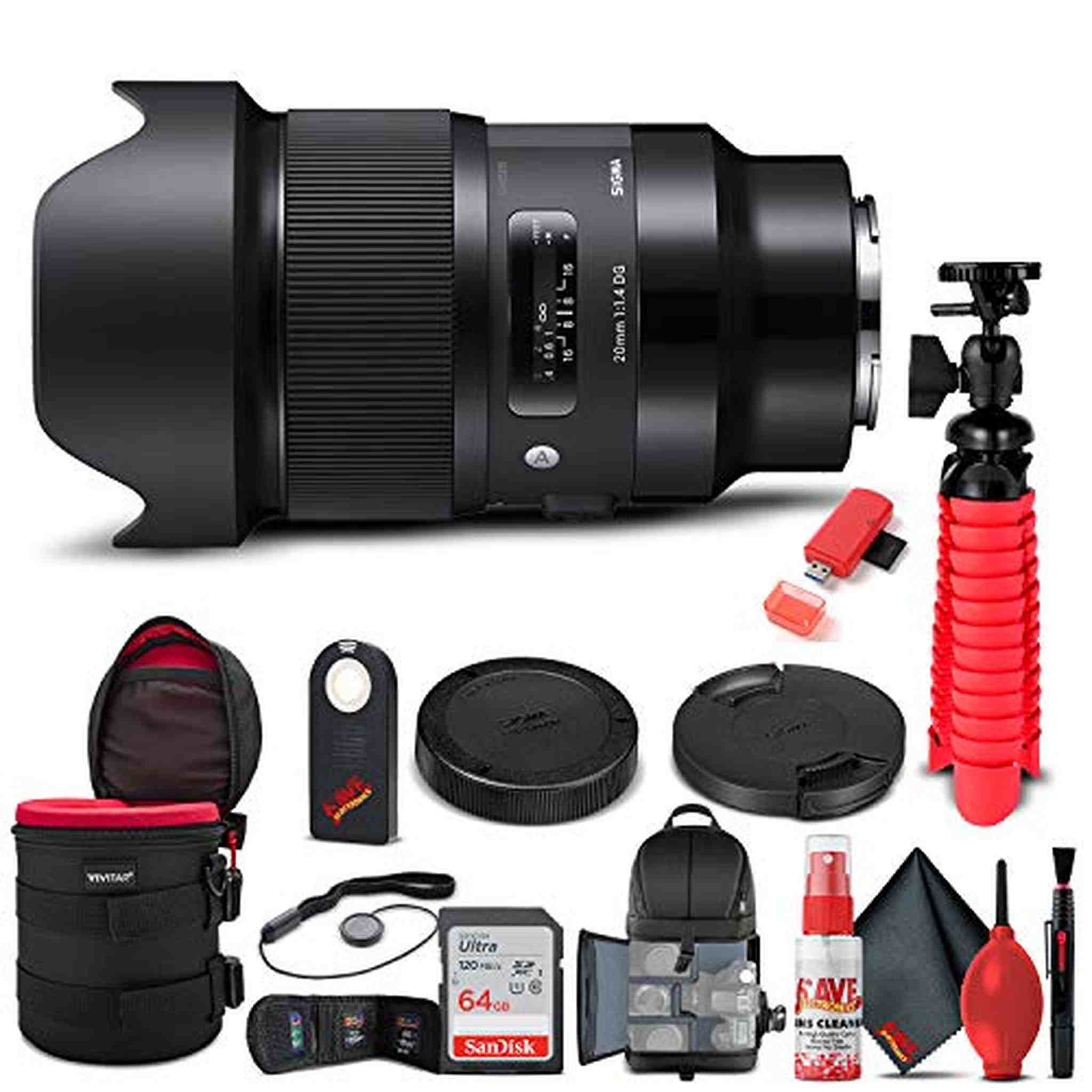 Sigma 20mm f/1.4 DG HSM Art Lens for Sony E 412965 Bundle Sigma