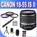 Canon EF-S 18-55mm f/3.5-5.6 is II SLR Lens - Mark II + 3 Piece Filter Kit + Lens Pen Cleaner + Shock Proof Deluxe Lens Case + Microfiber Cleaning Cloth + Accessory Saver Bundle!