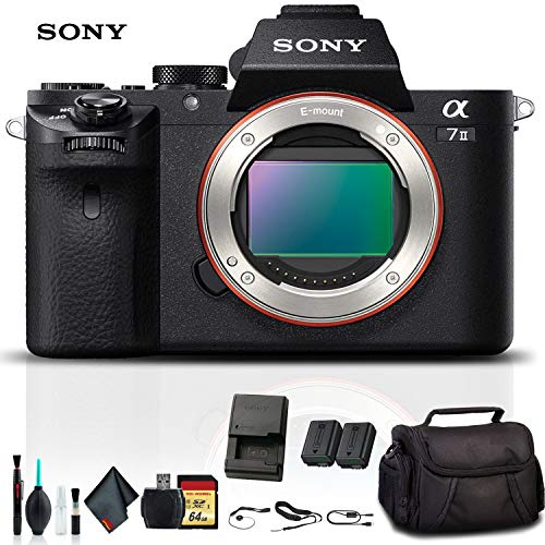 Sony Alpha a7 II Mirrorless Camera ILCE7M2/B With Soft Bag, 64GB Memory Card, Card Reader , Plus Essential Accessories