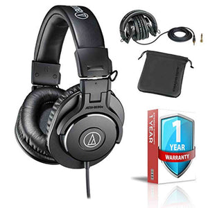 Audio Technica ATH-M30x Professional Monitor Headphones With Protective Carrying Case with Extended Warranty Audio-Technica