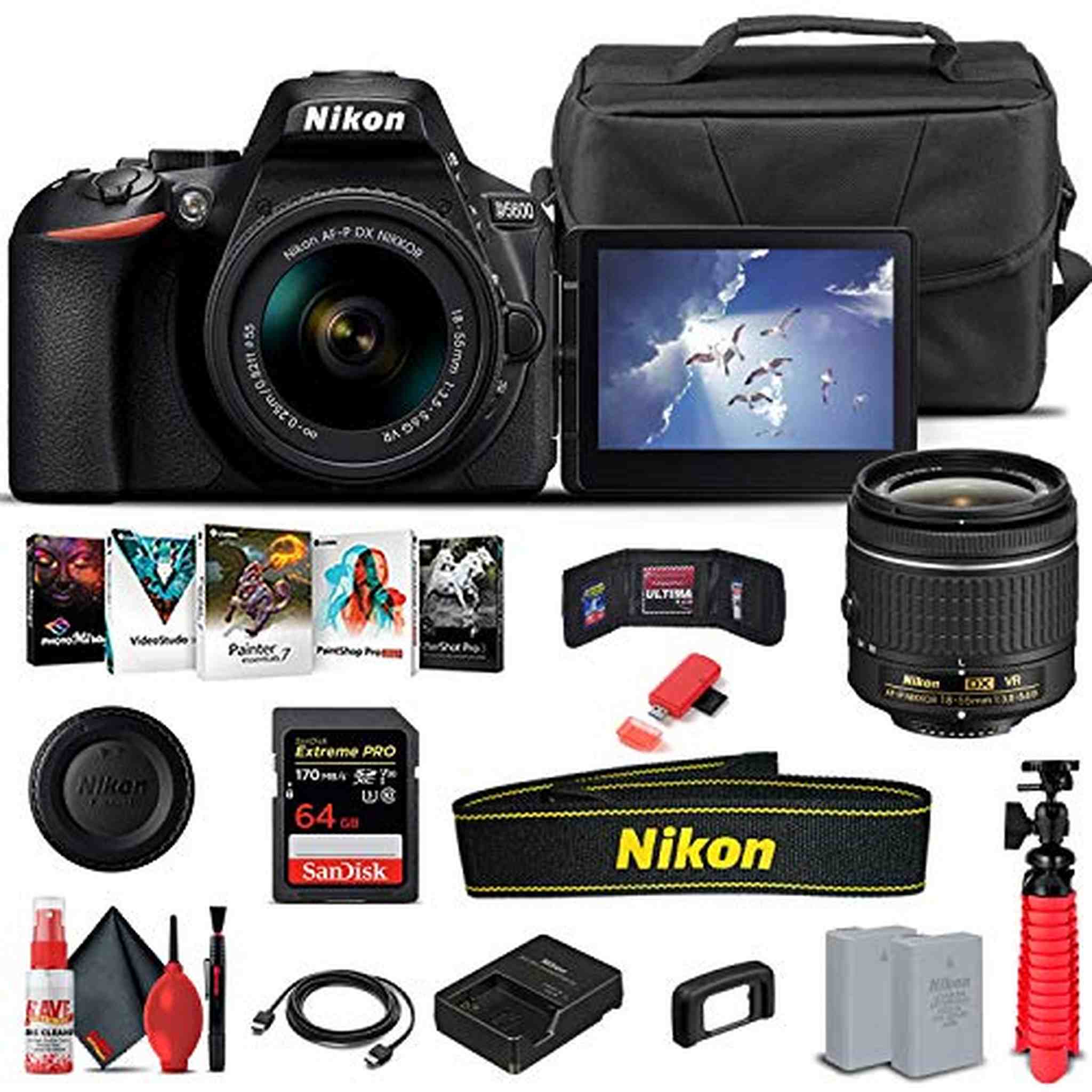 Nikon D5600 DSLR Camera W/ 18-55mm Lens 1576 - Basic Bundle - Reconditioned Nikon