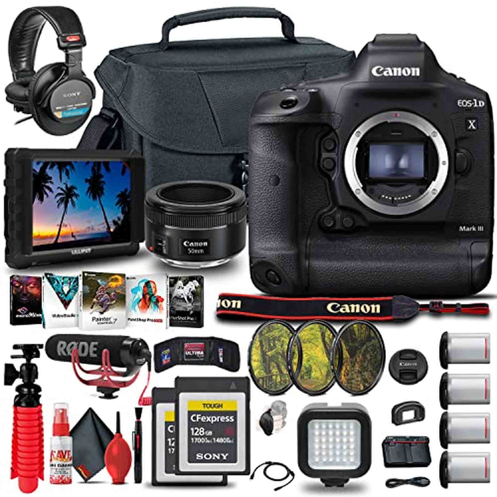 Canon EOS-1D X Mark III DSLR Camera Body Only 3829C002 + 4K Monitor + More - Reconditioned Canon