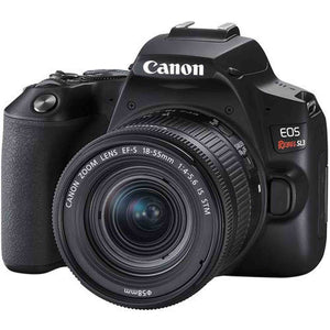 Canon EOS Rebel SL3 DSLR Camera with 18-55mm Lens Black Bundle with 2x64GB Memory Card + Battery for CanonLPE17 + LCD