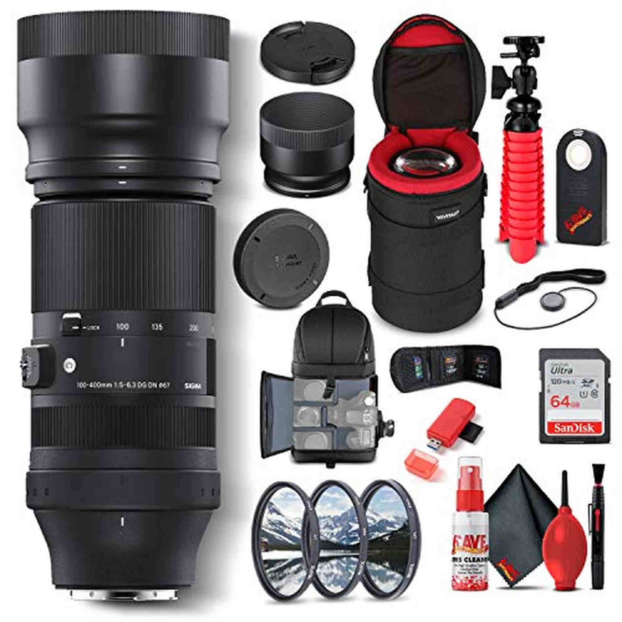 Sigma 100-400mm f/5-6.3 DG DN OS Contemporary Lens for Leica L 750969 Bundle Sigma
