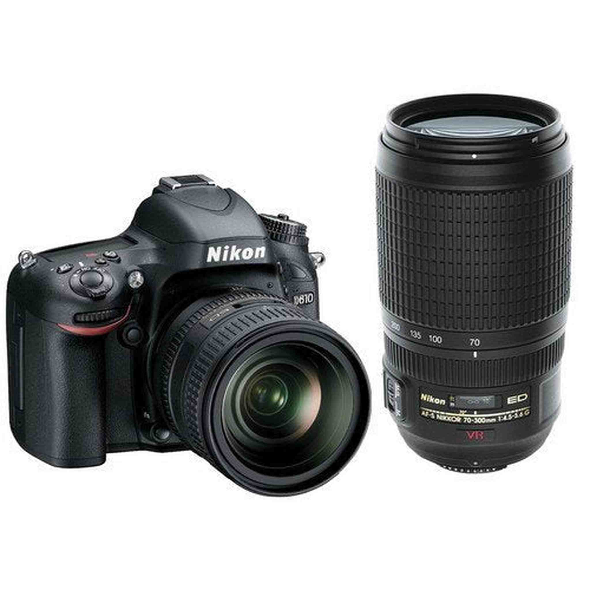 Nikon D610 24.3 MP CMOS Digital SLR w/ 24-85mm and 70-300mm Nikkor VR AF-S Lens