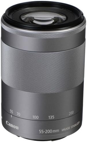 Canon EF-M 55-200mm f/4.5-6.3 IS STM Lens Silver Lens Bundle Includes 3pc Filter Kit + Deluxe Cleaning Kit + More Canon