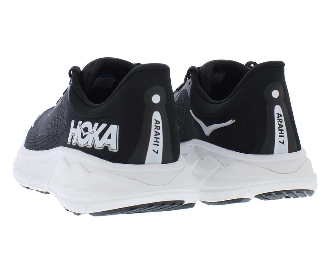 Hoka Men's Arahi 7 Sneaker, Black/White, 10.5