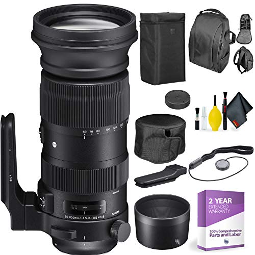 Sigma 60-600mm f/4.5-6.3 DG OS HSM Sports Lens for Nikon F + Deluxe Lens Cleaning Kit