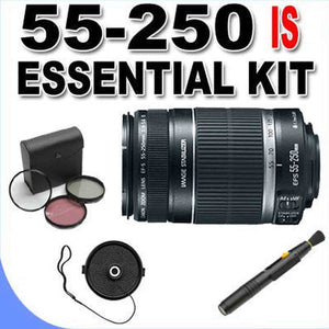 Canon EF-S 55-250mm f/4.0-5.6 is Telephoto Zoom Lens for Canon Digital SLR Cameras Accessory Saver Essentials Bundle In