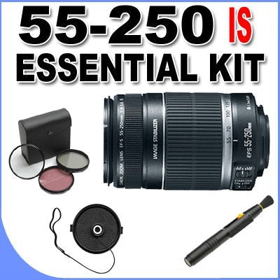 Canon EF-S 55-250mm f/4.0-5.6 is Telephoto Zoom Lens for Canon Digital SLR Cameras Accessory Saver Essentials Bundle In