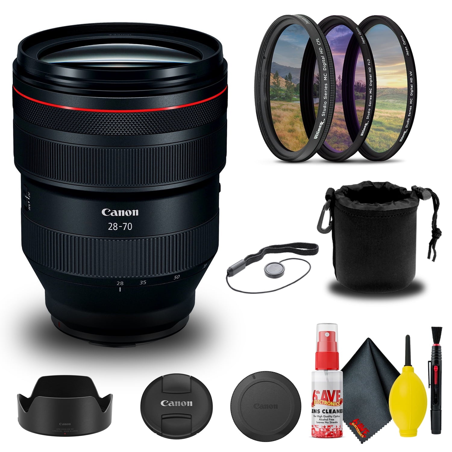 Canon RF 28-70mm f/2L USM Lens (2965C002) + Lens Pouch + UV Filter + More