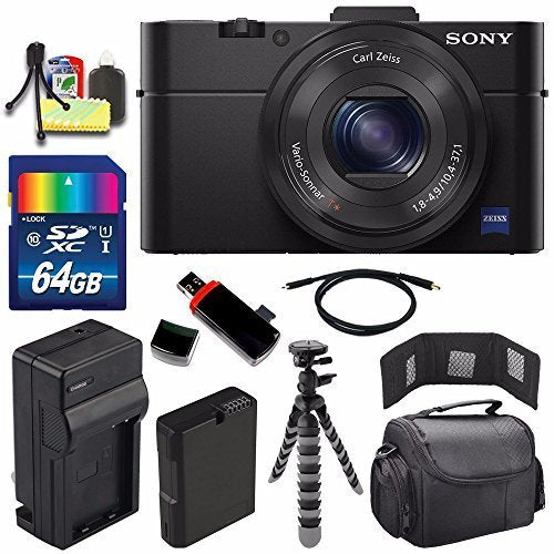 Sony Cyber-shot DSC-RX100M2 Digital Camera + Extra battery + Charger + 64GB Bundle 3 - International Version No Warrant