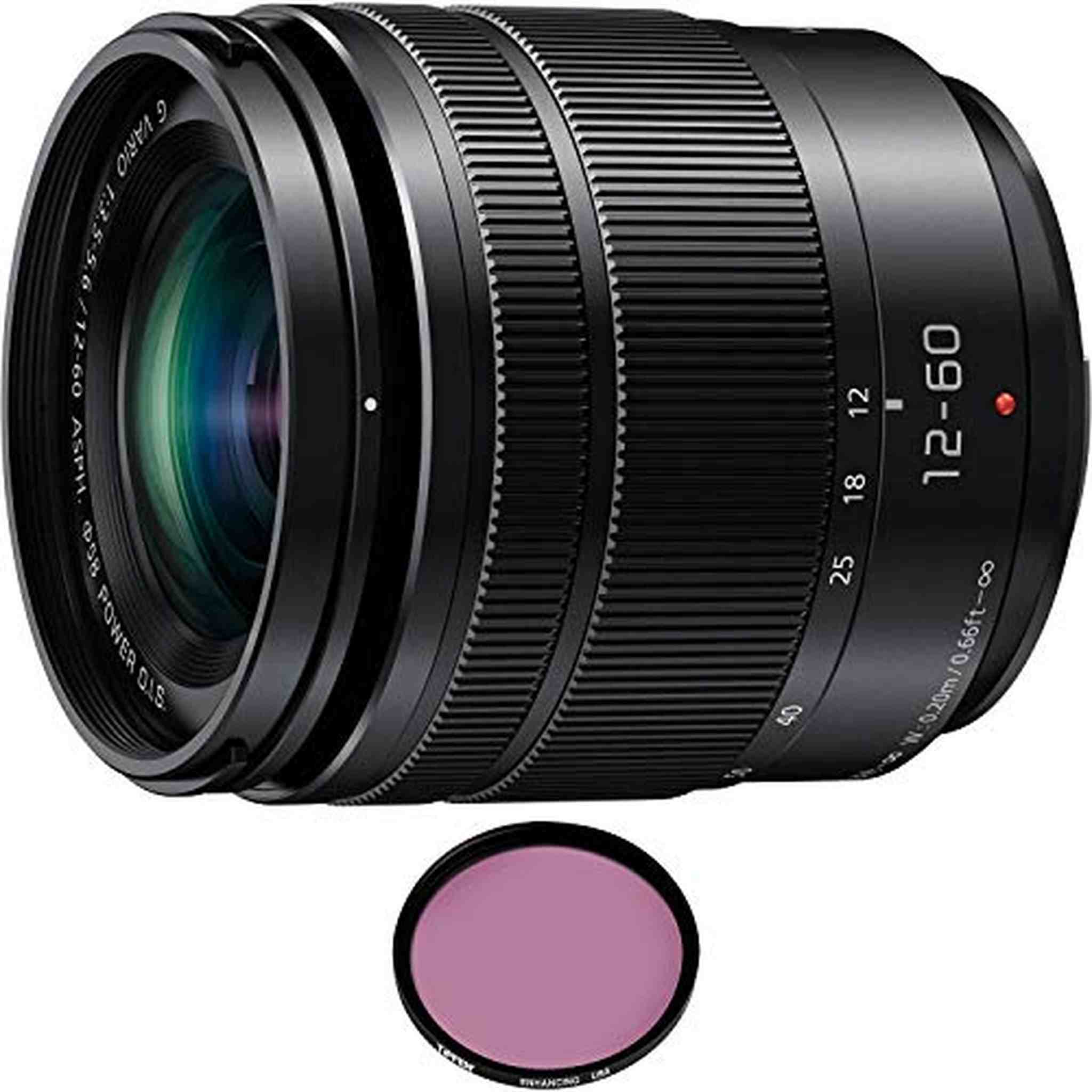 Panasonic Lumix G Vario 12-60mm f/3.5-5.6 ASPH. Power O.I.S. Lens with Pro Filter Renewed - Reconditioned Panasonic