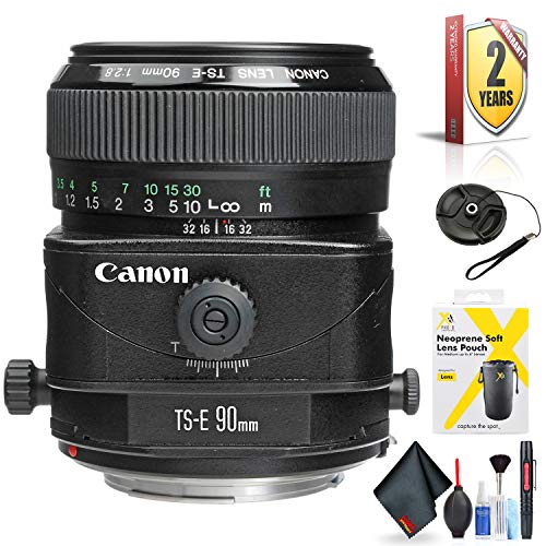 Canon TS-E 90mm f/2.8 Tilt-Shift Lens for Canon EF Mount + Accessories (International Model with 2 Year Warranty)