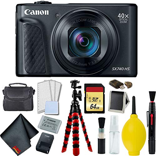 Canon PowerShot SX740 HS Digital Camera (Black) Complete Bundle - International Model