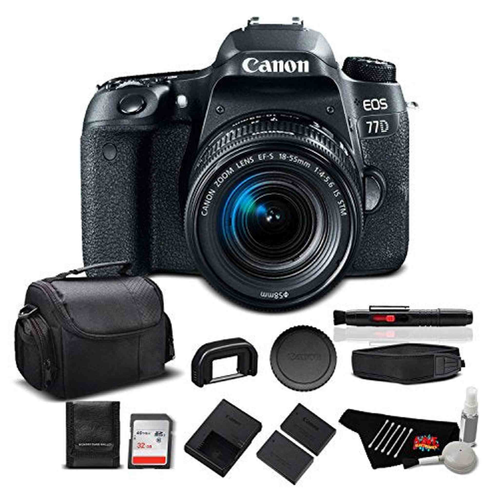 Canon EOS 77D DSLR Camera with 18-55mm Zoom Lens 24.2 MP CMOS - Standard Bundle - International Version Canon