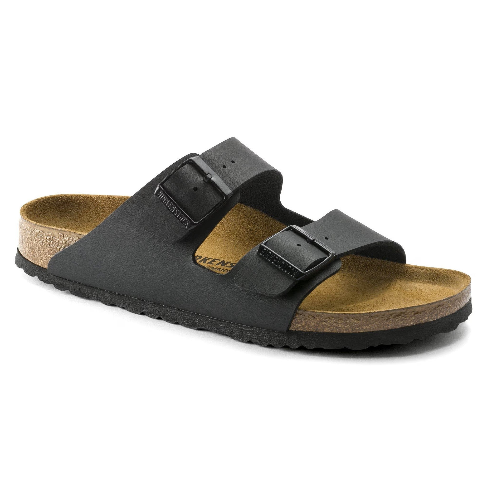Birkenstock Men's, Arizona Birko Flor Sandal - Regular Width Black 45 M Birkenstock