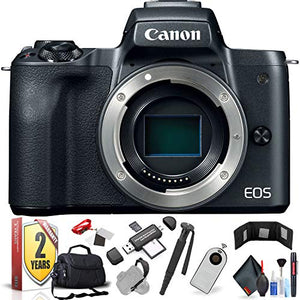 Canon EOS M50 Mirrorless Digital Camera Body Only, Black International Model with Extra Accessory Bundle