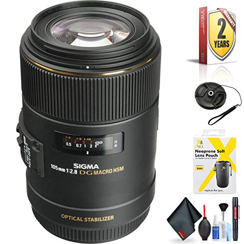 Sigma 105mm f/2.8 EX DG OS HSM Macro Lens for Canon EOS Cameras for Canon EF Mount + Accessories (International Model wi