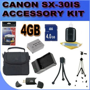 BVI Accessory Saver Bundle Kit For Canon Powershot SX30IS SX30 SX-30IS Digital Camera 4GB SDHC Card, Card Reader, NB-7L Battery + More!!!!