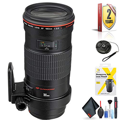 Canon EF 180mm f/3.5L Macro USM Lens for Canon EF Mount + Accessories (International Model with 2 Year Warranty)