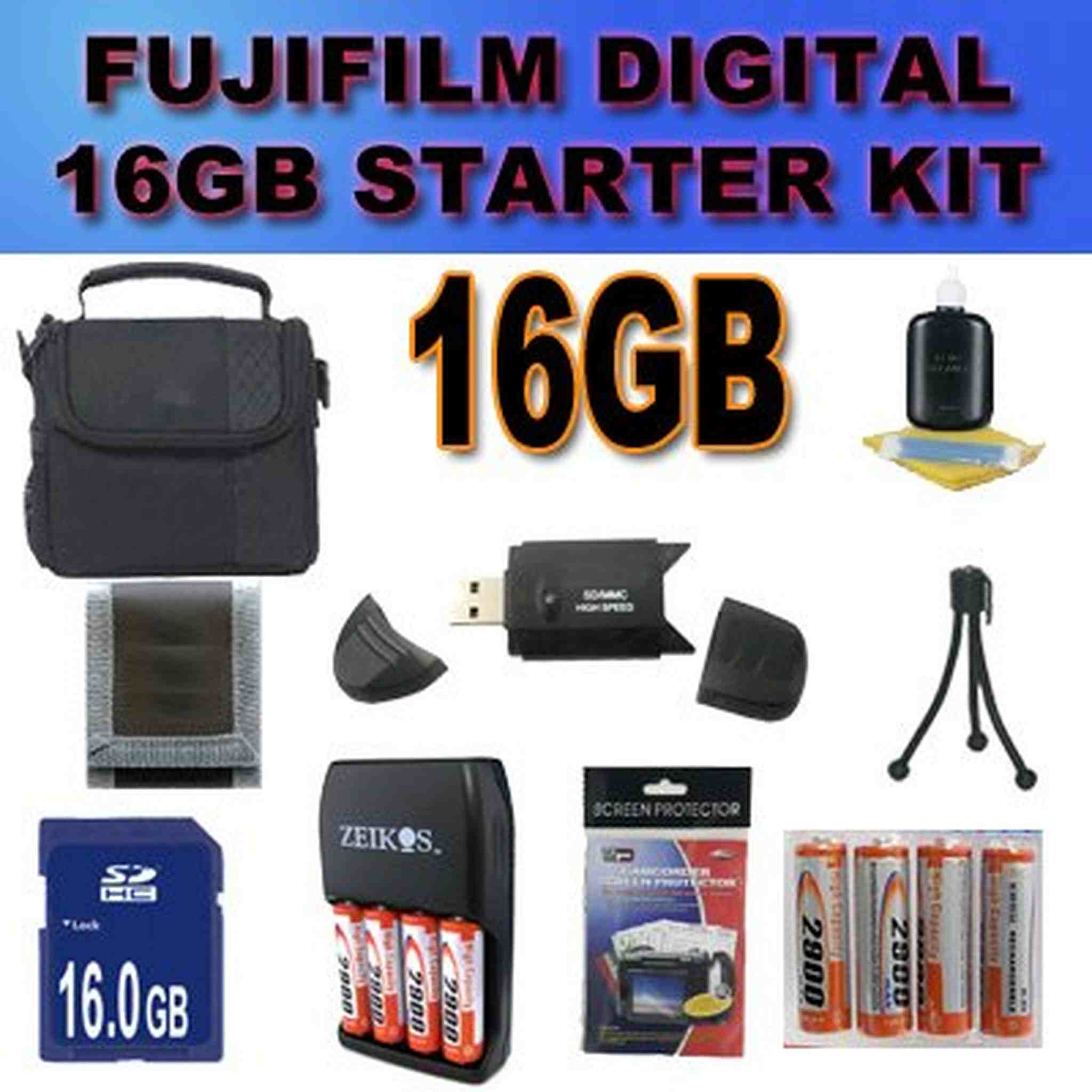 Accessory Saver 16GB Fujifilm FinePix HS25 HS25EXR+ NiMH Battery/Charger Bundle And For many More Cameras, Nikon, Sony, Canon, Pentax, Kodak,