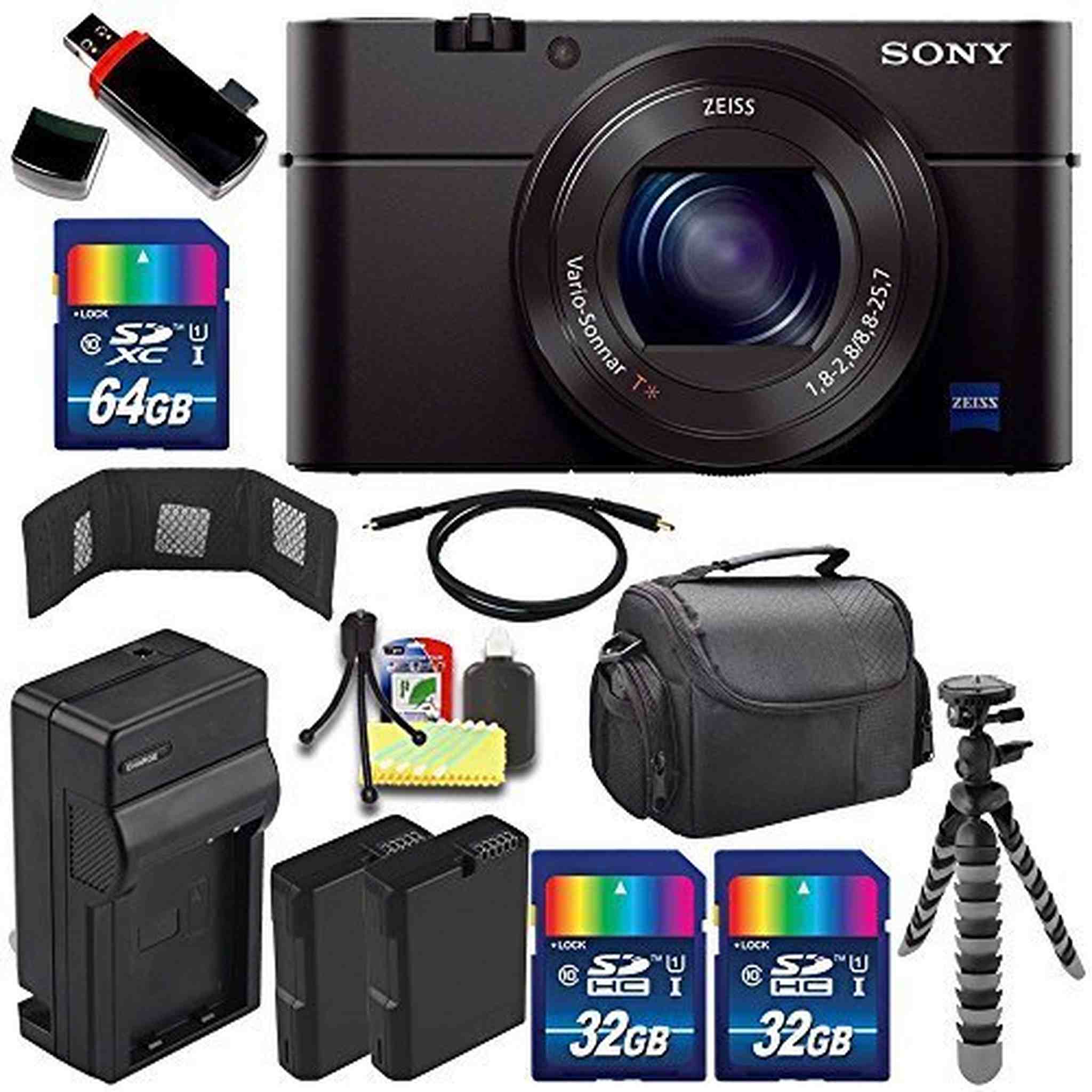Sony Cyber-shot DSC-RX100M3 Digital Camera + Extra battery + Charger + 96GB Bundle 5 - International Version No Warrant