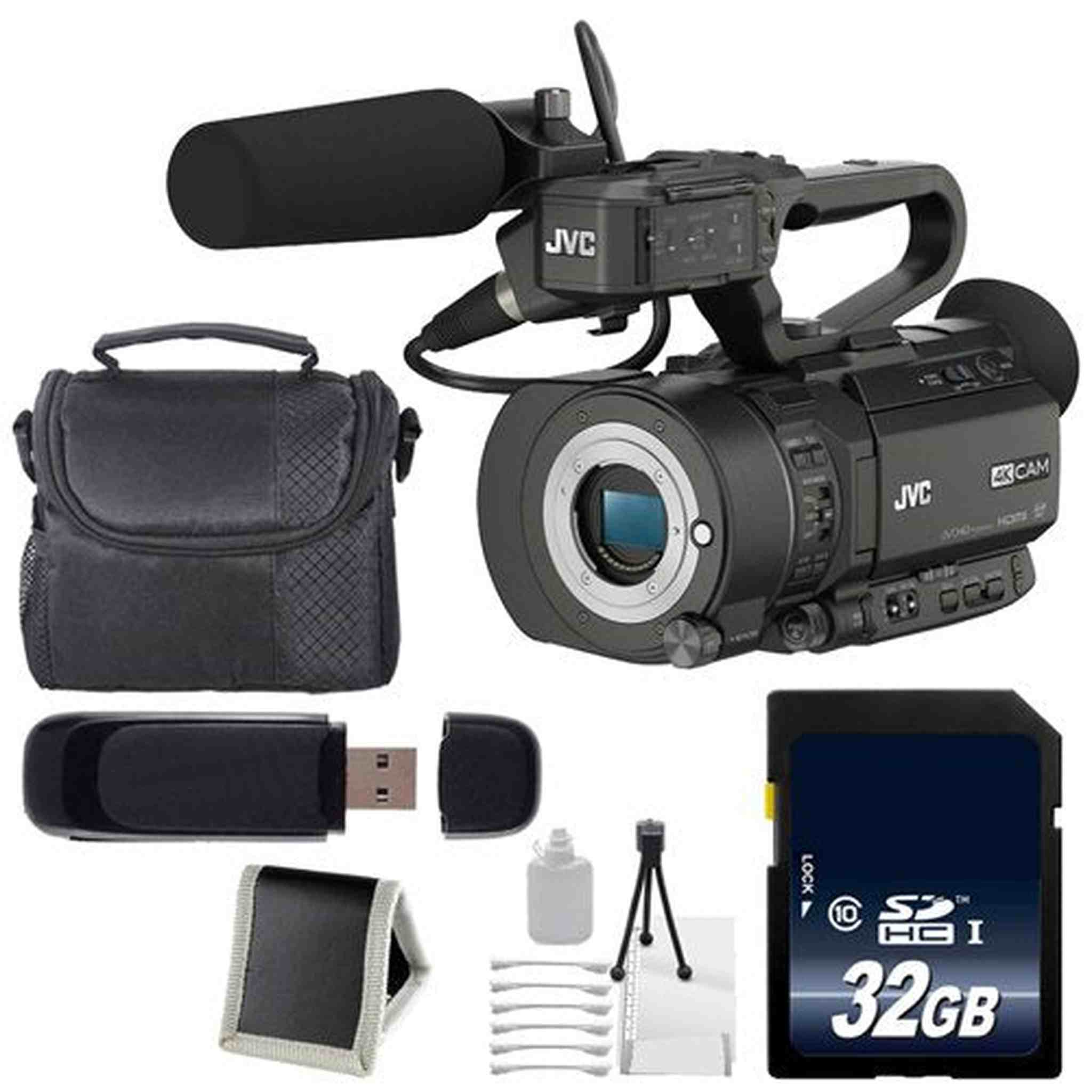 JVC GY-LS300 4KCAM Handheld S35mm Camcorder International Model Body Only + 32GB Memory Card + Carrying Case + Delux