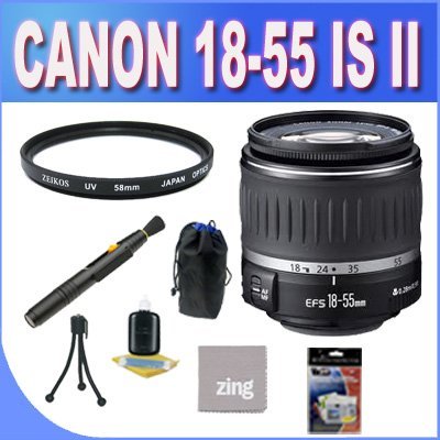 Canon EF-S 18-55mm f/3.5-5.6 is II SLR Lens - Mark II + UV Filter + Lens Pen Cleaner + Shock Proof Deluxe Lens Case + Microfiber Cleaning Cloth + Accessory Saver Bundle!