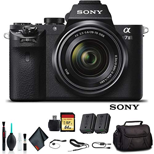 Sony Alpha a7 II Mirrorless Camera with FE 28-70mm f/3.5-5.6 OSS Lens ILCE7M2K/B With Soft Bag, Additional Battery, 64GB Memory Card, Card Reader , Plus Essential Accessories