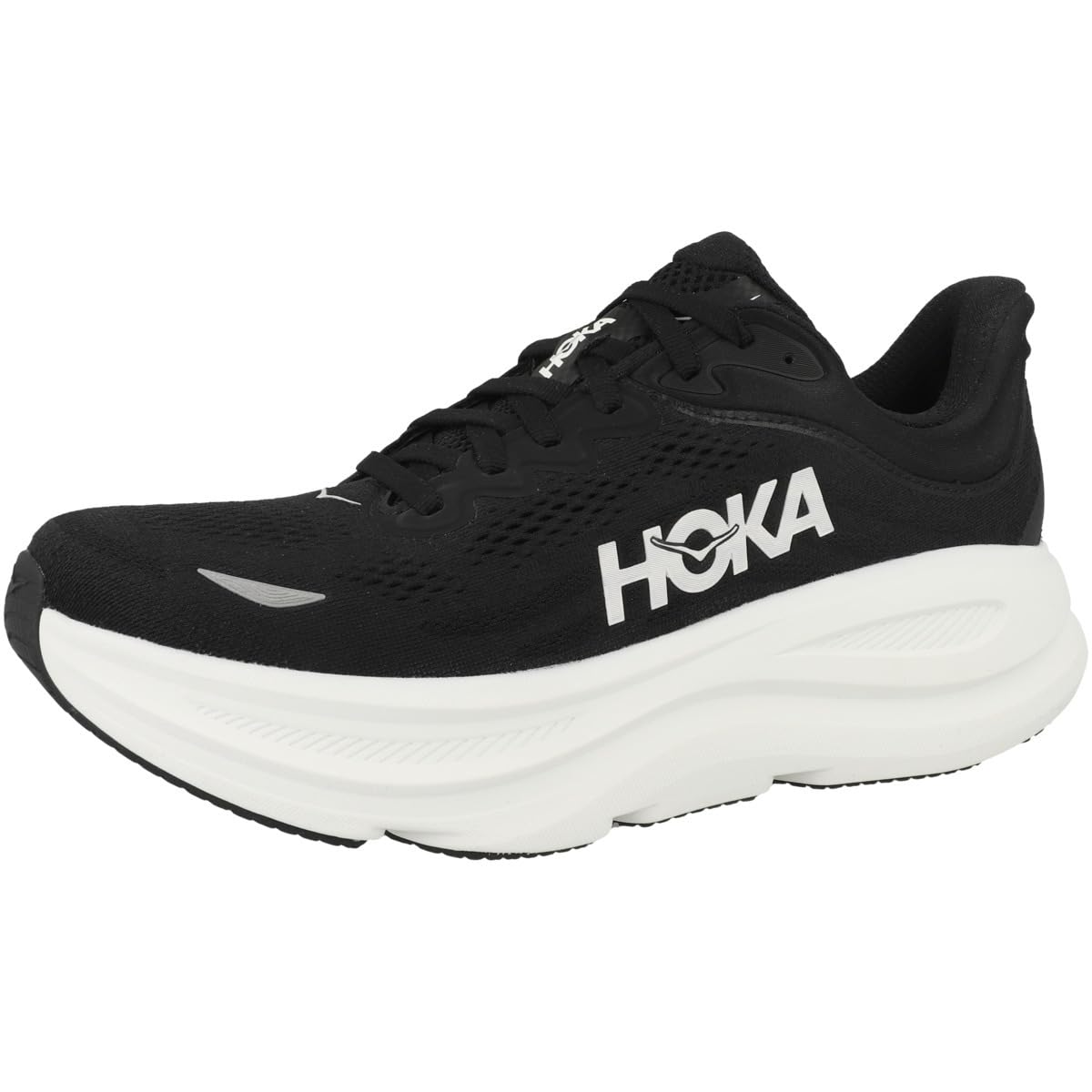Hoka Men's Bondi 9 Sneaker, Black/White, 9