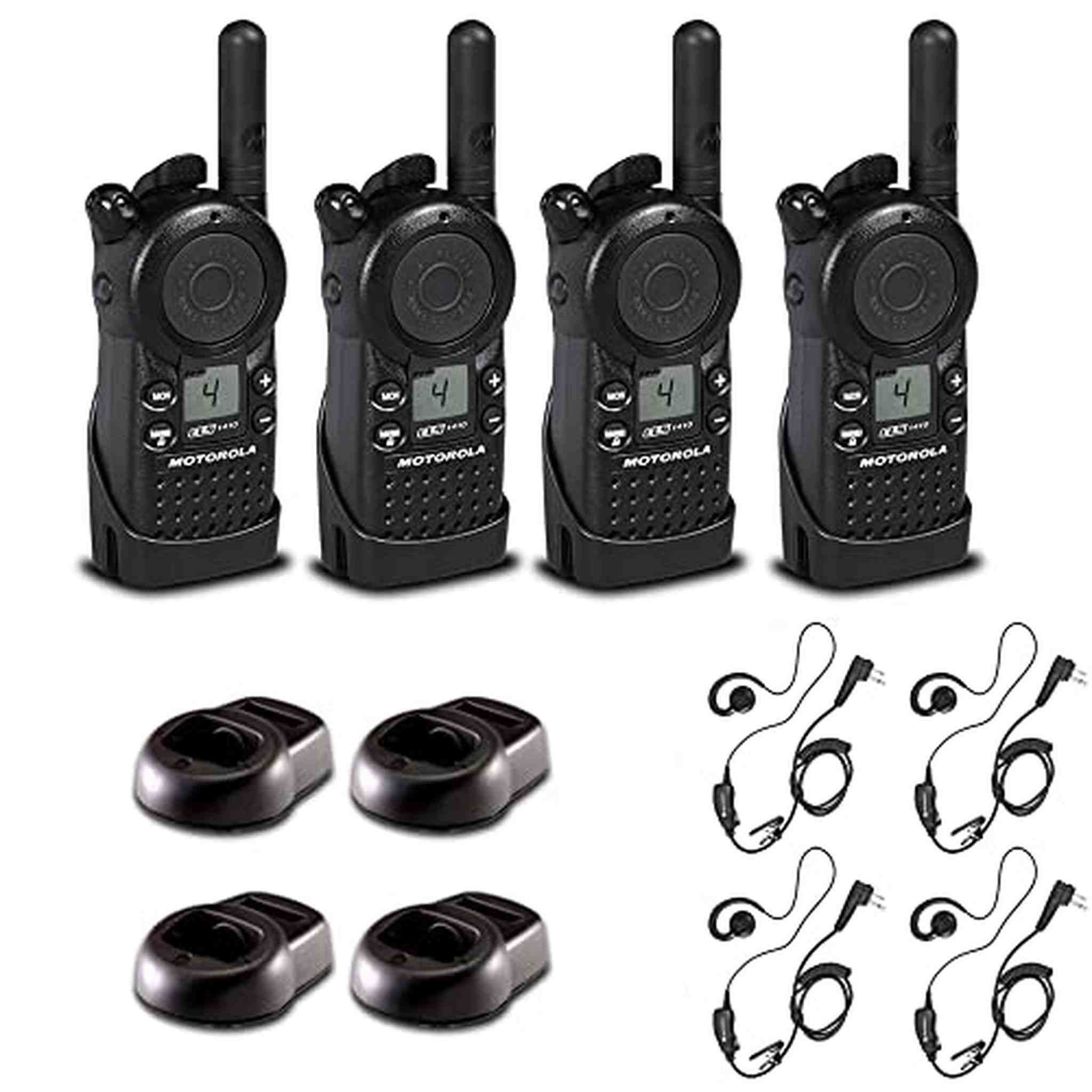 4 x Motorola CLS1410 UHF 1 W 4-Channel 2-Way Radio - 4 Pack With Mic Bundle Motorola Solutions