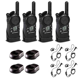 4 x Motorola CLS1410 UHF 1 W 4-Channel 2-Way Radio - 4 Pack With Mic Bundle Motorola Solutions