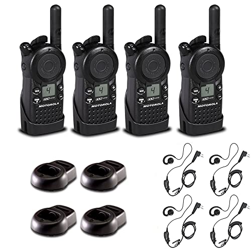 4 x Motorola CLS1410 UHF 1 W 4-Channel 2-Way Radio - 4 Pack With Mic Bundle