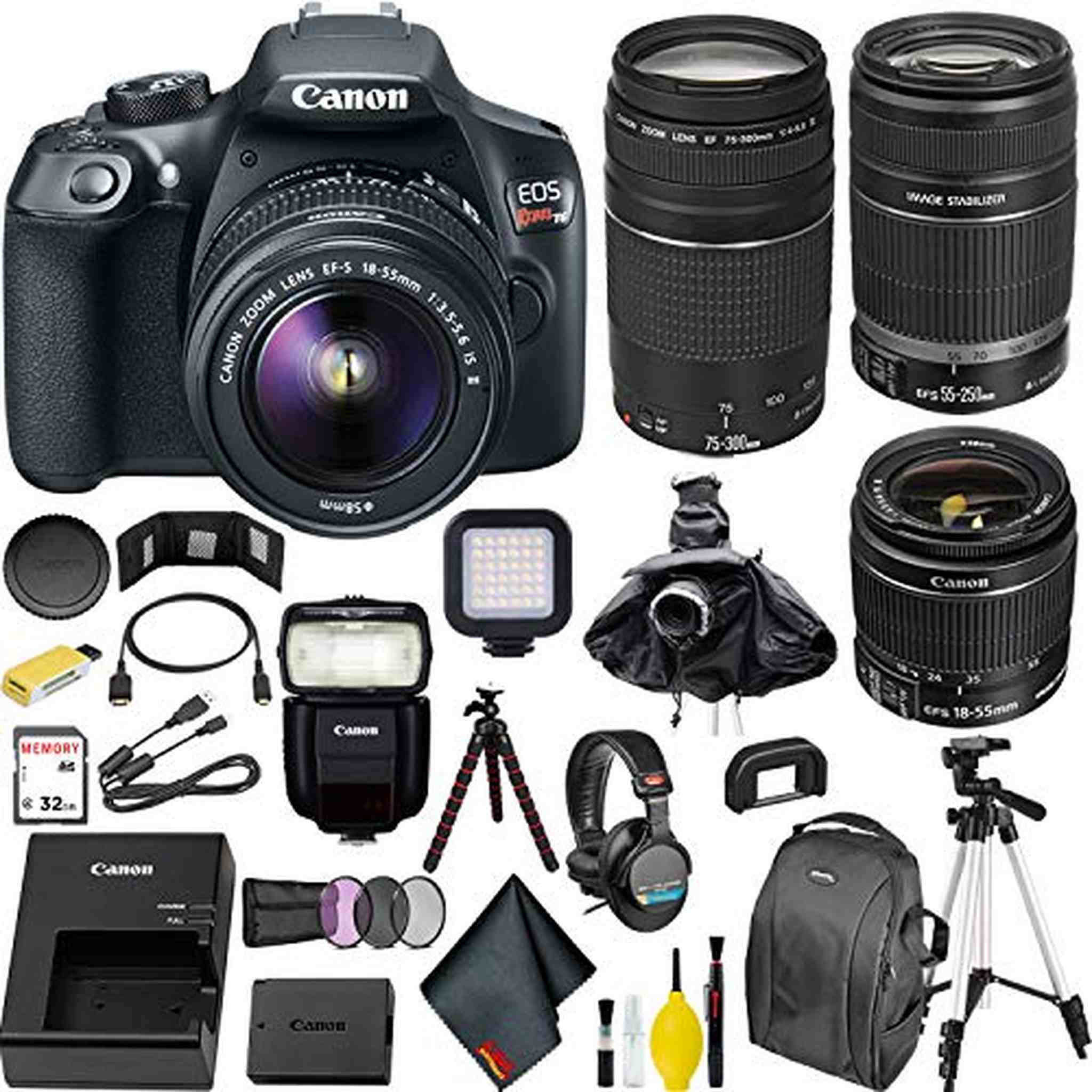 Canon EOS Rebel T6 DSLR Camera with 18-55mm Lens + 55-250mm Lens Master Kit Canon